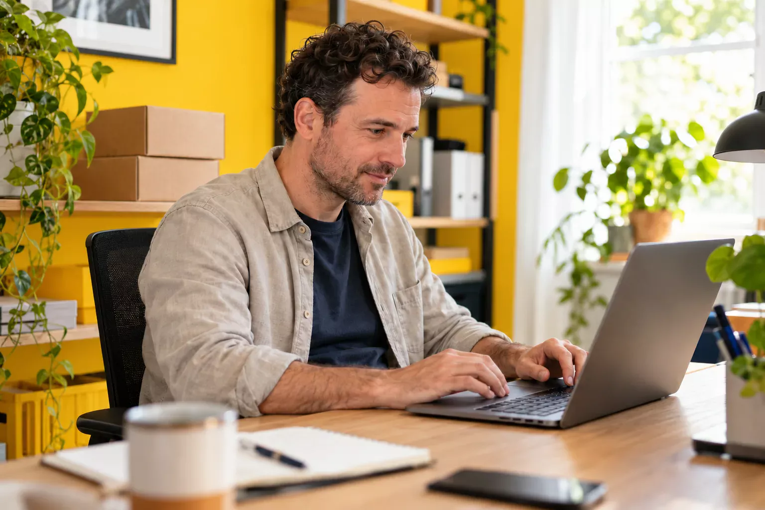 Webshopmedewerker bekijkt bestellingen op een laptop